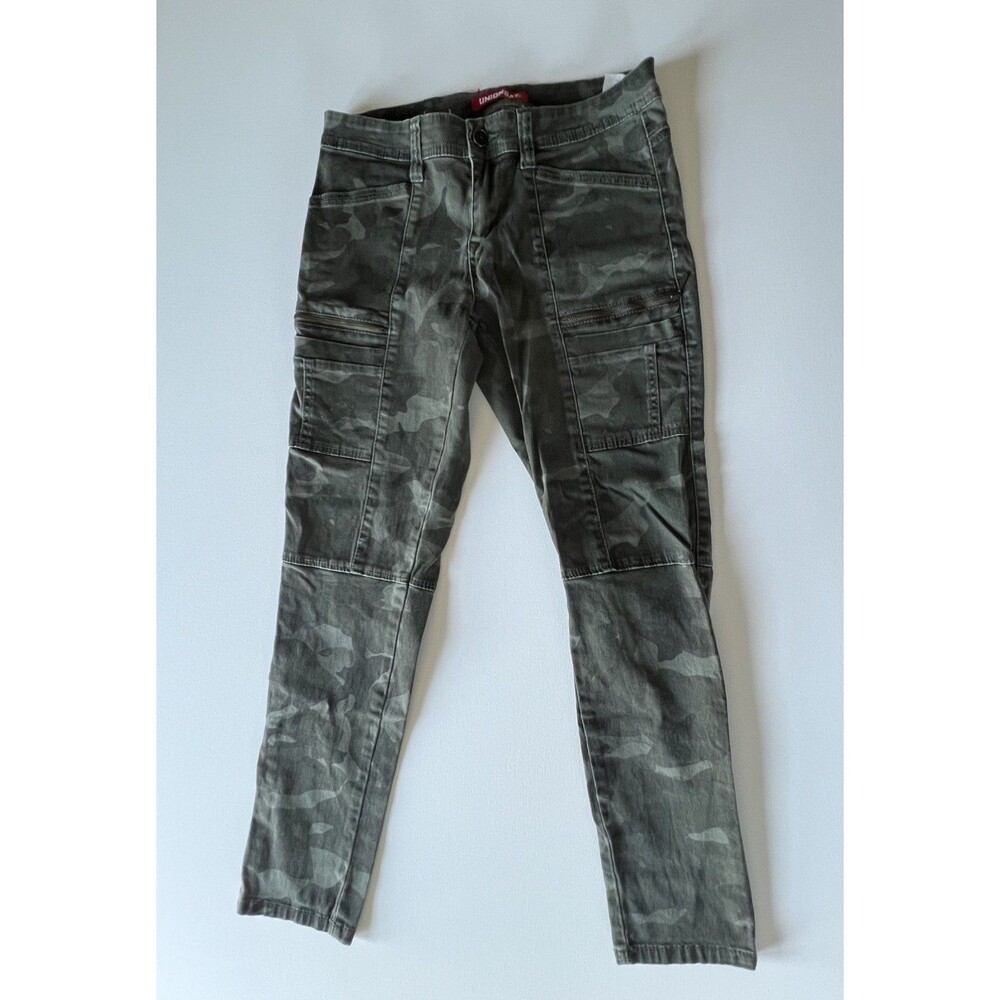 UNIONBAY Women's Sz 7 Camo Cargo Pants Green Utility Zip Pockets Y2K